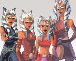  4girls absurdres age_comparison age_difference age_progression aged_down aged_up ahsoka_tano alien character_age colored_skin crossover highres in-franchise_crossover mature_female multiple_girls orange_skin sara_(artist) star_wars star_wars:_clone_wars_(2008_movie) star_wars:_the_clone_wars_(2008_tv_series) star_wars_rebels tentacle_hair tentacles togruta 