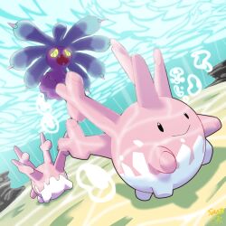  :> air_bubble animal_focus bubble closed_mouth colored_sclera commentary_request corsola fangs full_body glowing glowing_eyes green_eyes highres impending_doom mareanie no_humans open_mouth pokemon pokemon_(creature) pokemon_focus predation santazumi signature smile underwater yellow_pupils yellow_sclera 