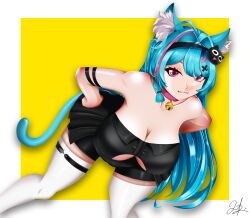 animal_ears breast_focus breasts cat_ears cat_girl cat_tail cleavage highres large_breasts mint_(neverness_to_everness) neverness_to_everness tagme tail underboob