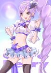  :d :p aono_miki blue_eyes bow character_name choker cure_berry curly_hair earrings fresh_precure! fresh_pretty_cure! hairband hand_on_hip heart highres hips jewelry kojikoji long_hair magical_girl midriff navel open_mouth panties ponytail precure pretty_cure purple_hair ribbon skirt smile solo thigh-highs thighhighs tongue underwear very_long_hair wrist_cuffs 