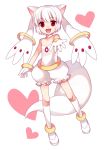  bad_id cat_ears heart kyubey kyuubee mahou_shoujo_madoka_magica outstretched_hand personification pink_hair red_eyes smile solo tail wasabi_(sekai) 
