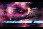  battleship explosion fleet highres laser no_humans space space_craft uchuu_senkan_yamato un 