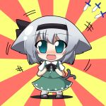  animal_ears blue_eyes blush cat_ears cat_tail chibi grey_hair hasewox kemonomimi_mode knife konpaku_youmu macedonian_flag solo tail tail_wagging touhou 