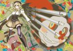  blonde_hair blush boots candle charlotte_(madoka_magica) detached_sleeves drill_hair fingerless_gloves gloves gun hat magical_girl mahou_shoujo_madoka_magica puffy_sleeves rifle smile tenjiku_nezumi thigh-highs thighhighs thorns tomoe_mami weapon witch&#039;s_labyrinth witch's_labyrinth yellow_eyes 