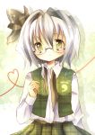  bad_id bespectacled bust glasses green_eyes hairband heart kohinata_raichi konpaku_youmu glasses short_hair silver_hair skirt solo touhou vest 