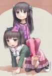  2girls all_fours amputee blush multiple_girls sitting sitting_on_person smile yuyuzuki_(yume_usagi) 