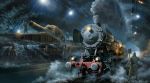  5838 hangar hat helmet highres kashi_takahisa lamp light lights locomotive military military_uniform nazi original railway_gun smoke steam steam_locomotive train train_station uniform 