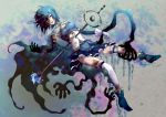  blue_hair cape grief_seed impaled kazura_enji magical_girl mahou_shoujo_madoka_magica miki_sayaka multiple_hands short_hair spoilers tears thighhighs 