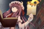  book crescent fire hat long_hair patchouli_knowledge purple_eyes purple_hair shiro-inu solo touhou violet_eyes 