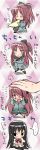  amiaso_(amian) black_eyes black_hair bow brown_eyes comic crossed_arms eating fang hair_bow hairband heart homu long_hair mahou_shoujo_madoka_magica minigirl pantyhose petting ponytail red_hair redhead sakura_kyouko skirt translated tsundere 