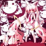  alternate_color alternate_hair_color animal_ears cosplay crossover dango_mushi hatsune_miku hatsune_miku_(cosplay) kyubey kyuubee long_hair mahou_shoujo_madoka_magica necktie personification pink_eyes pink_hair smile twintails very_long_hair vocaloid 