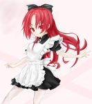  bow hair_bow highres long_hair mahou_shoujo_madoka_magica maid red_eyes red_hair redhead sakura_kyouko thigh-highs thighhighs tsurime 