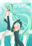  aqua_hair detached_sleeves hatsune_miku long_hair necktie open_mouth panties skirt striped striped_panties thigh-highs thighhighs twintails underwear very_long_hair vocaloid 