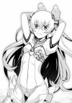  ar_tonelico_i bodysuit braid bunny_pose gust hair_ornament long_hair monochrome shurelia solo terumii twin_braids very_long_hair 