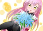  bouquet flower happy_birthday hayate_no_gotoku! katsura_hinagiku kuriyuzu_kuryuu long_hair pink_hair school_uniform serafuku thigh-highs thighhighs yellow_eyes 
