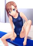  blue_eyes brown_hair empty_eyes face feet flat_chest hands highres misaka_imouto norizou_type-r one-piece_swimsuit pool poolside school_swimsuit sitting solo swimsuit to_aru_kagaku_no_railgun to_aru_majutsu_no_index water wet 