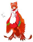  dress feathers futaba_channel gold_eyes maid nijiura_maids red_dress red_hair redhead suzaku wings yellow_eyes 