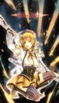  arm_up bad_id beret blonde_hair boots comic detached_sleeves drill_hair fingerless_gloves gloves gun hat magical_musket mahou_shoujo_madoka_magica mg_(3458) one_knee puffy_sleeves rifle short_hair solo thigh-highs thighhighs tomoe_mami twintails weapon yellow_eyes zettai_ryouiki 