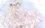  brother_and_sister carrying dress hair_ribbon highres hika_(cross-angel) incest kasugano_haruka kasugano_sora princess_carry ribbon siblings silver_eyes silver_hair twincest twins veil wedding wedding_dress wedding_veil yosuga_no_sora 