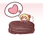  :3 =_= ascot blonde_hair cake chibi closed_eyes eating eyes_closed food girl_in_food heart in_food maitora minigirl moon_pie rumia short_hair solo spoken_heart the_embodiment_of_scarlet_devil touhou youkai 