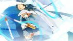  blue_eyes blue_hair hinata123 mahou_shoujo_madoka_magica miki_sayaka short_hair solo sword thighhighs weapon 