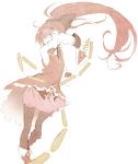  abara_heiki bare_shoulders black_legwear chain long_hair magical_girl mahou_shoujo_madoka_magica polearm ponytail red_eyes red_hair redhead sakura_kyouko simple_background solo spear thighhighs weapon 