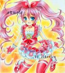  at_classics bow cure_melody frills hair_bow houjou_hibiki magical_girl marker_(medium) musical_note precure sample solo staff_(music) suite_precure thigh-highs thighhighs traditional_media twintails 