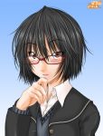  1girl amagami aoi_chihiro bespectacled black_hair brown_eyes glasses nanasaki_ai school_uniform short_hair solo 