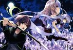  boku_to_kanojo_ni_furuyoru dress flower flowers misaki_kurehito moon night petals scan sword weapon 