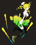  bad_id beret blonde_hair blue boots detached_sleeves drill_hair fingerless_gloves gloves gradient green gun hat light_smile mahou_shoujo_madoka_magica pome puffy_sleeves rifle simple_background solo thigh-highs thighhighs tomoe_mami weapon yellow zettai_ryouiki 