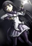  akemi_homura beretta_92 black_hair explosive grenade gun hairband handgun long_hair mahou_shoujo_madoka_magica pantyhose pistol purple_eyes solo tk28 violet_eyes weapon 