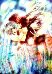  blue_hair closed_eyes eyes_closed hair_down highres hug long_hair magical_girl mahou_shoujo_madoka_magica miki_sayaka multiple_girls red_hair redhead sakura_kyouko short_hair tears zinczinc_ka 