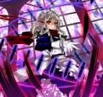  danmaku gloves izayoi_sakuya knife makita_(twosidegekilove) red_eyes scarf silver_hair solo the_embodiment_of_scarlet_devil throwing_knife touhou twosidegekilove weapon 