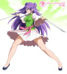 dual_wielding highres long_hair pixiv_fantasia pixiv_fantasia_5 pleated_skirt purple_hair shinya_(artist) skirt sword weapon 