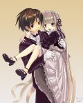  blush carrying couple da-cart dress frills gosick gothic_lolita green_eyes hairband kujou_kazuya lolita_fashion long_hair official_style open_mouth princess_carry very_long_hair victorica_de_blois victorique_de_broix 