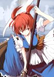  boat mieharu onozuka_komachi polearm red_eyes red_hair redhead scythe short_hair solo touhou twintails water weapon 
