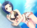  bikini blue_hair front-tie_top idolmaster idolmaster_2 light_smile miura_azusa muhi11234 purple_hair red_eyes sarong swimsuit 