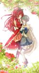  bare_shoulders blue_hair blush boots cape closed_eyes detached_sleeves eyes_closed flower gloves hand_holding hand_on_another's_face hand_on_face holding_hands leaf long_hair magical_girl mahou_shoujo_madoka_magica miki_sayaka multiple_girls ponytail red_hair red_rose redhead rose sakura_kyouko short_hair shuo smile thigh-highs thighhighs white_gloves 