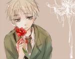  aimu axis_powers_hetalia blonde_hair flower green_eyes hachi_(aimu) male red_rose rose solo united_kingdom_(hetalia) 