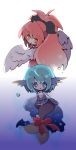  chibi mahou_shoujo_madoka_magica mermaid miki_sayaka monster_girl multiple_girls oktavia_von_seckendorff ponytail ribbon sakura_kyouko spoilers wings wishbone 