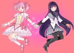  2girls akemi_homura black_hair kaname_madoka magical_girl mahou_shoujo_madoka_magica multiple_girls pink_hair 