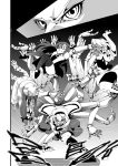  :&lt; alice_margatroid bat_wings bespectacled blood bow clenched_hand comic extra_arms fingerless_gloves fist glasses gloves hair_bow hairband hat head_wings kirisame_marisa koakuma long_hair monochrome multiple_arms multiple_girls necktie patchouli_knowledge punching short_hair string touhou translation_request warugaki_(sk-ii) wings 