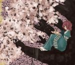  bad_id cherry_blossoms ghost japanese_clothes nagamikennzi nagamin_(kiwibox) petals pink_eyes pink_hair rope saigyouji_yuyuko solo touhou tree 