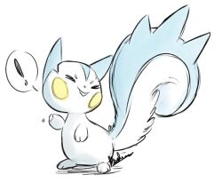  ! 1other animal_focus artist_name blue_fur closed_eyes commentary english_commentary full_body no_humans pachirisu pokemon pokemon_(creature) pokemon_focus sharowolet simple_background solo spoken_exclamation_mark squirrel squirrel_tail tail white_background 
