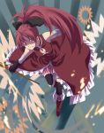 bare_shoulders black_legwear black_thighhighs blurry boots depth_of_field detached_sleeves from_above highres long_hair magical_girl mahou_shoujo_madoka_magica mikuni_saho ponytail red_eyes red_hair redhead sakura_kyouko smile solo tears thigh-highs thighhighs witch&#039;s_labyrinth witch's_labyrinth 
