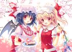  cake flandre_scarlet food hat multiple_girls pointy_ears remilia_scarlet siblings sisters sousouman touhou wings 