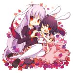  animal_ears black_hair bunny_ears bunny_tail heart heart_hands heart_hands_duo inaba_tewi long_hair multiple_girls nigo purple_hair red_eyes reisen_udongein_inaba short_hair single_shoe stuffed_animal stuffed_bunny stuffed_rabbit stuffed_toy tail thigh-highs thighhighs touhou white_legwear white_thighhighs 