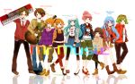  black_legwear earmuffs engrish error everyone glasses goggles goggles_on_head guitar gumi hands_in_pockets hat hatsune_miku headphones highres instrument jacket kaai_yuki kagamine_len kagamine_rin keyboard_(instrument) komine leggings long_hair megurine_luka mr._music_(vocaloid) necktie open_mouth pantyhose ranguage red_legwear skirt smile stuffed_animal stuffed_toy sweater teddy_bear twintails very_long_hair vocaloid vocaloid_append wink 