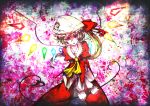  ascot bat_wings blonde_hair crossed_arms flandre_scarlet hat highres jewelry kusakanmuri laevatein long_hair necklace open_mouth red_eyes side_ponytail smile solo the_embodiment_of_scarlet_devil touhou wings 