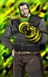  black_hair grey_eyes hook_hand jewelry long_sleeves male nnq one_piece pants pixiv_thumbnail resized scar sir_crocodile solo vest 